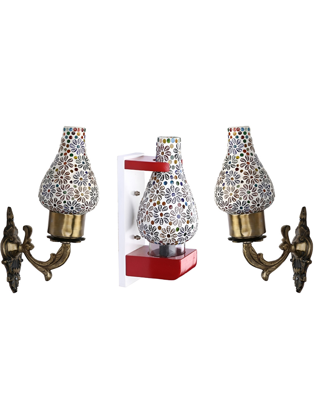

Afast White & Green 3 Pieces Textured Glass Contemporary Wall Lamps