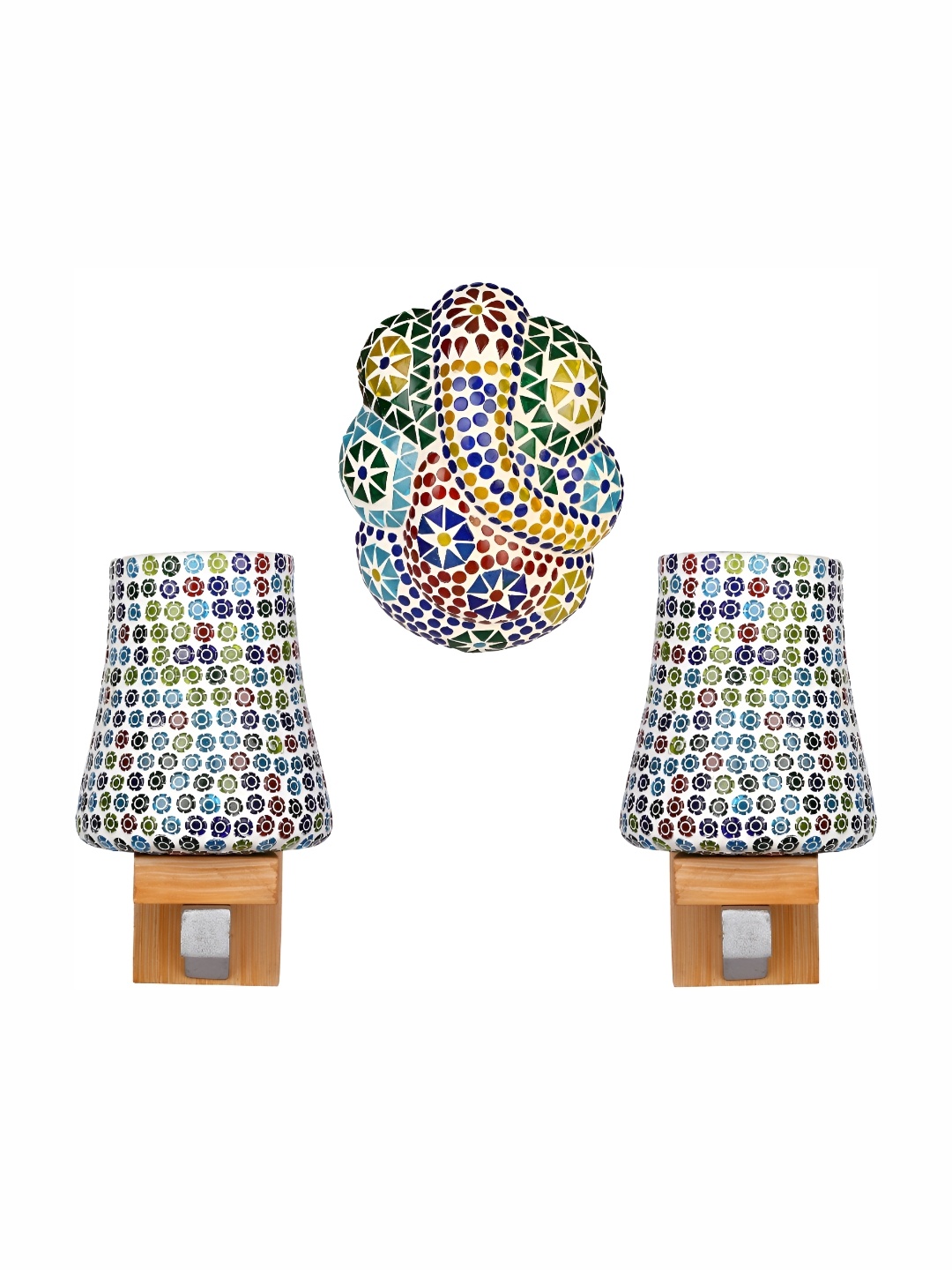 

Afast Blue and Yellow 3 Pieces Glass Wall Lamps