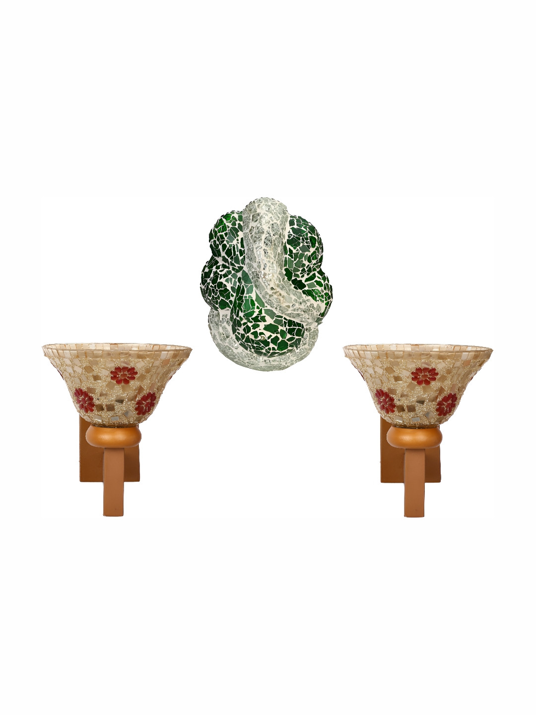 

Afast White & Green 3 Pieces Bell Shaped Glass Wall Lamps