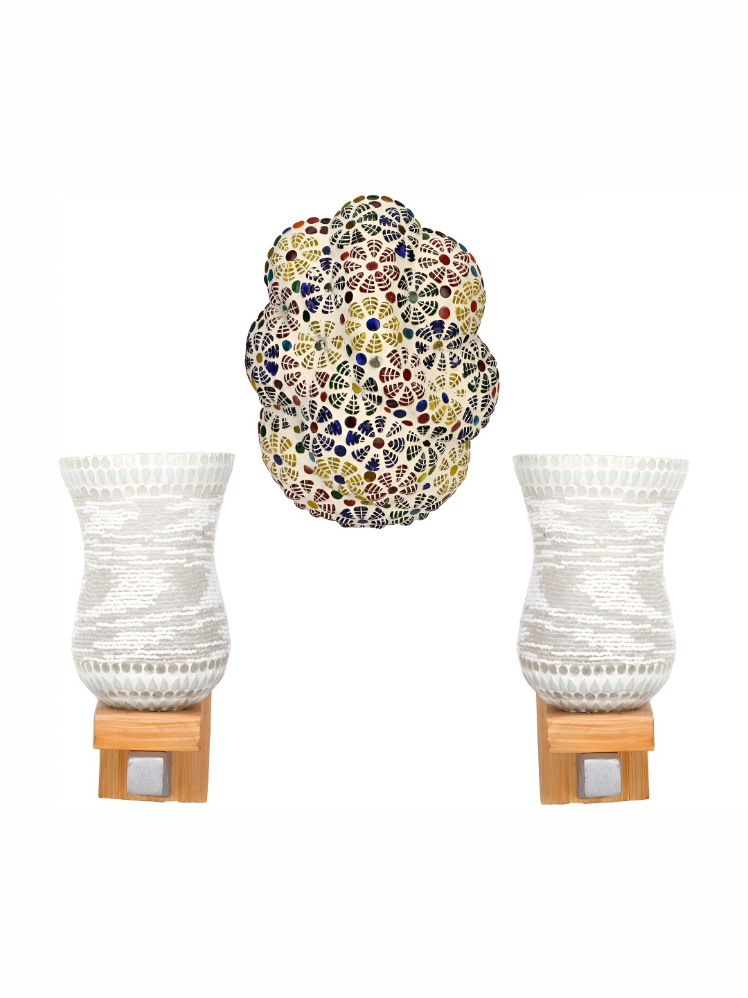 

Afast White & Blue 3 Pieces Textured Contemporary Glass Wall Lamps