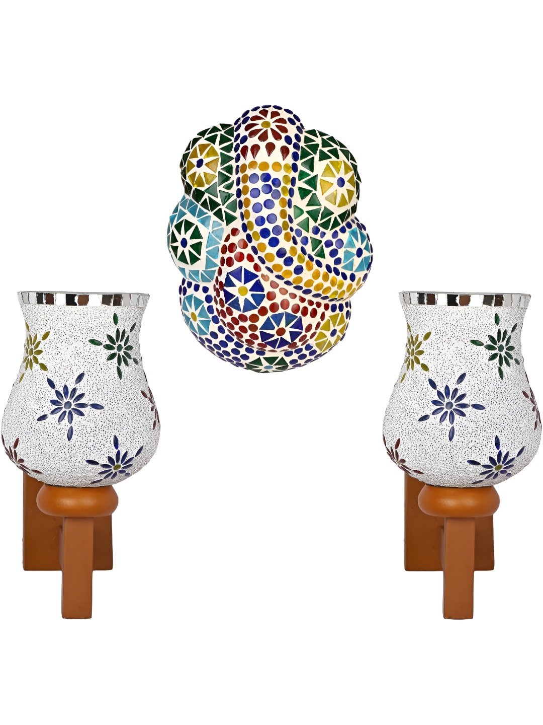 

Afast White & Blue 3 Pieces Printed Abstract Shaped Acrylic Wall Lamps