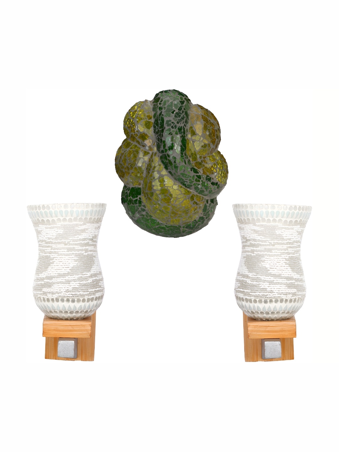 

Afast White & Green 3 Pieces Textured Contemporary Glass Wall Lamp