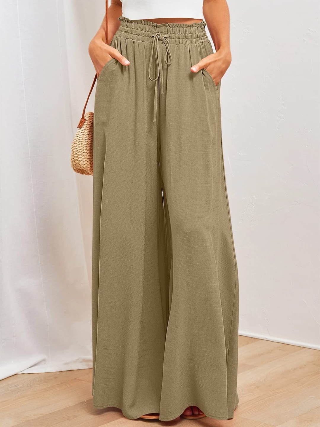 

Stylecast X KPOP Women Flared Palazzos, Olive