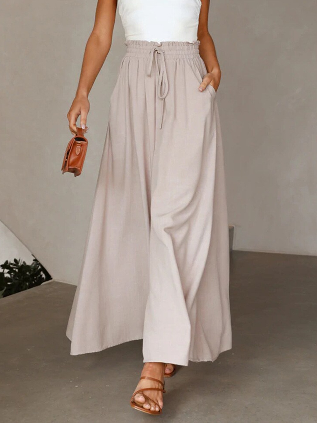 

Stylecast X KPOP Women Mid Rise Palazzo, Cream