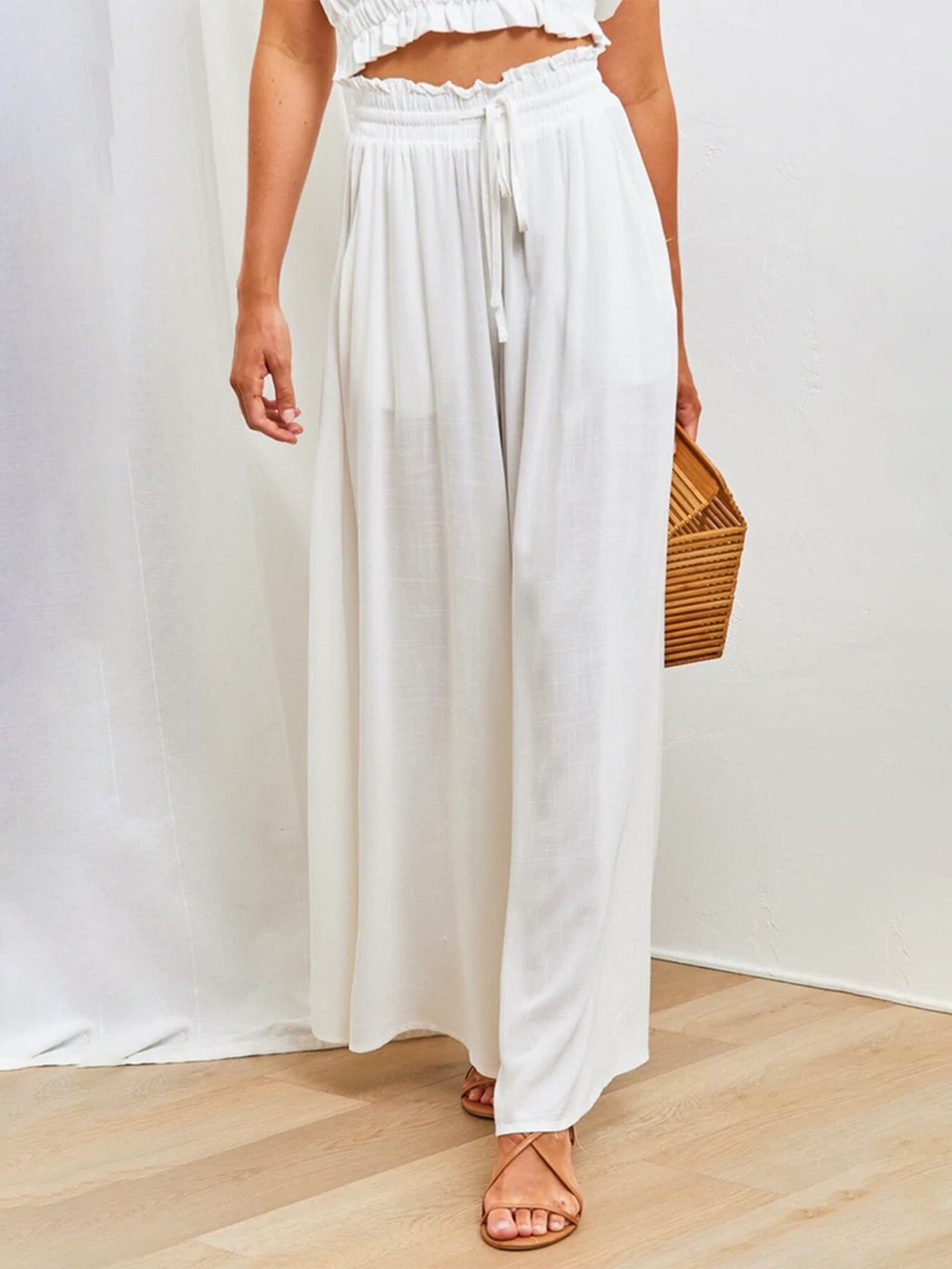 

Stylecast X KPOP Women Mid Rise Palazzos, White