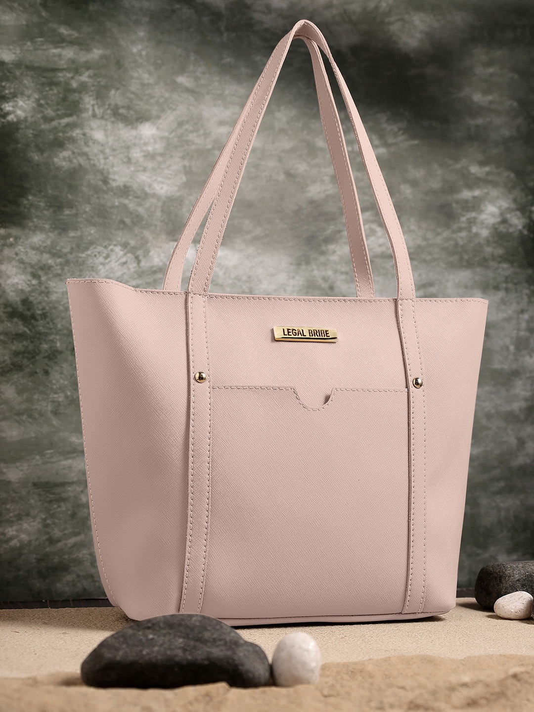 

LEGAL BRIBE Textured Structured Shoulder Bag, Beige