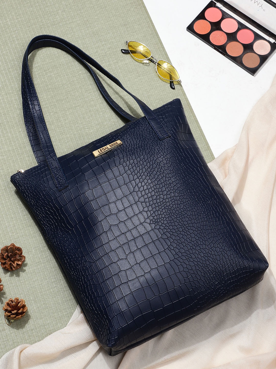 

LEGAL BRIBE Animal Textured Structured Tote Bag, Blue
