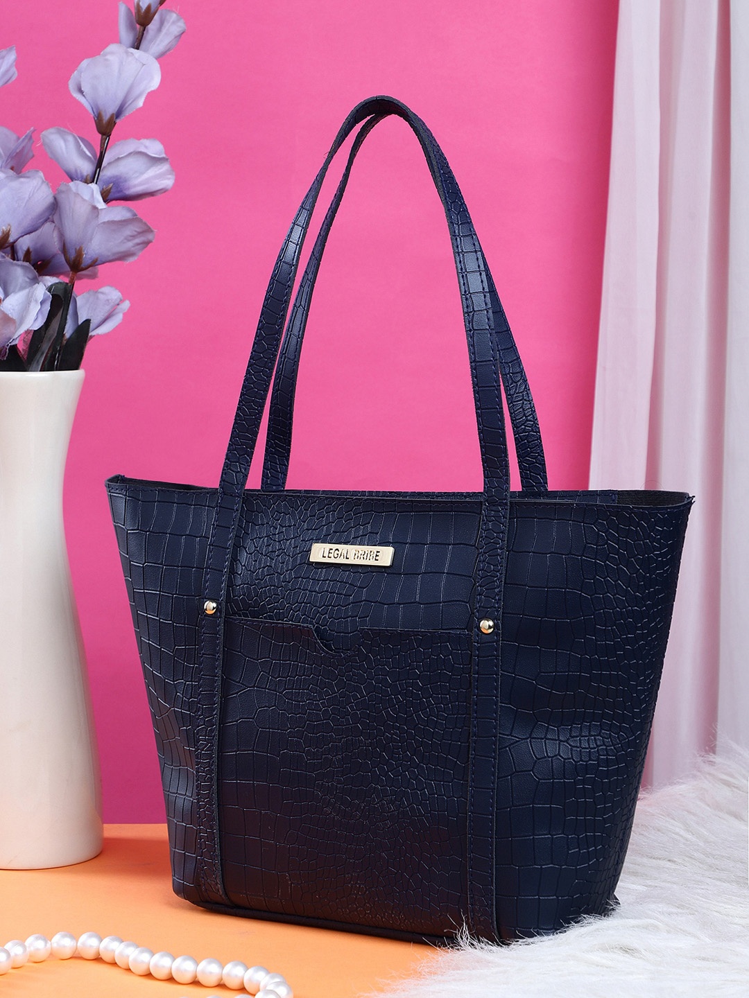 

LEGAL BRIBE Textured PU Tote Bag, Blue