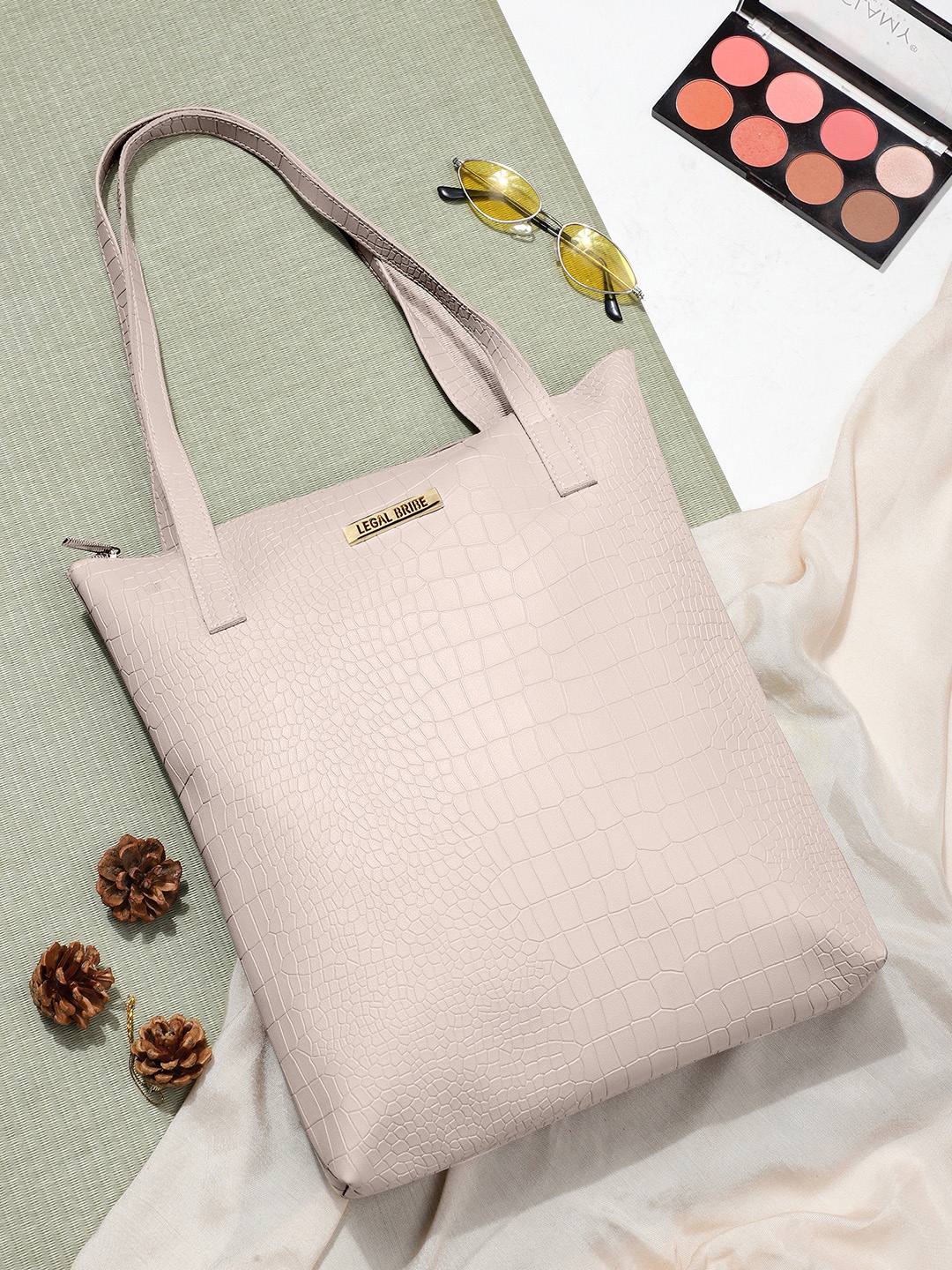 

LEGAL BRIBE Animal Textured Shopper Tote Bag, Beige