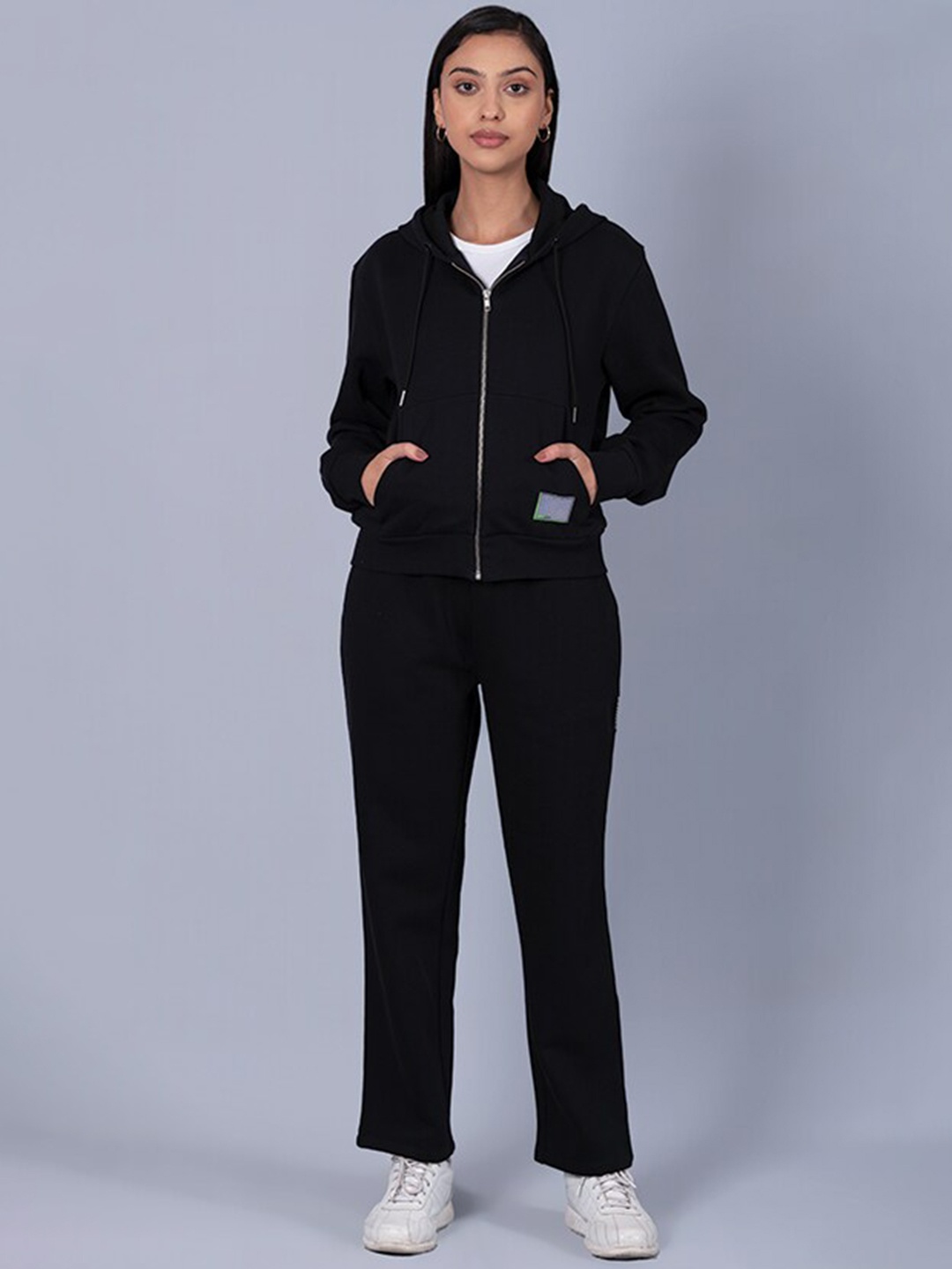 

Muvazo Hooded Fleece Bomber Jacket, Black