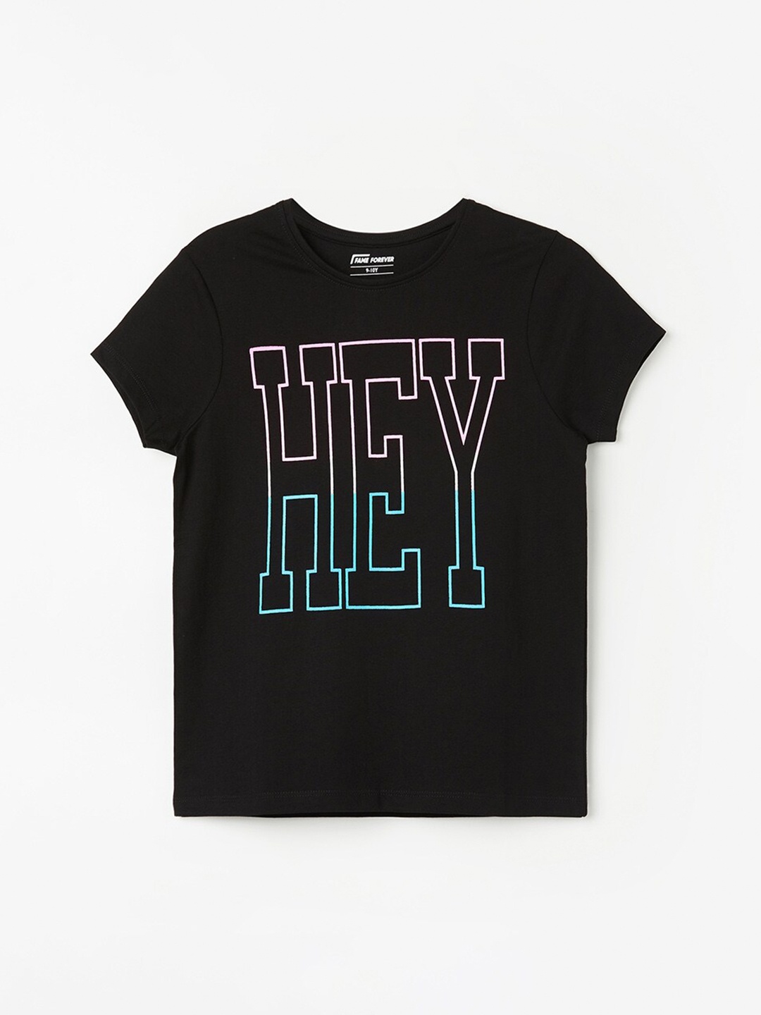 

Fame Forever by Lifestyle Girls Typography Printed Pure Cotton T-shirt, Black