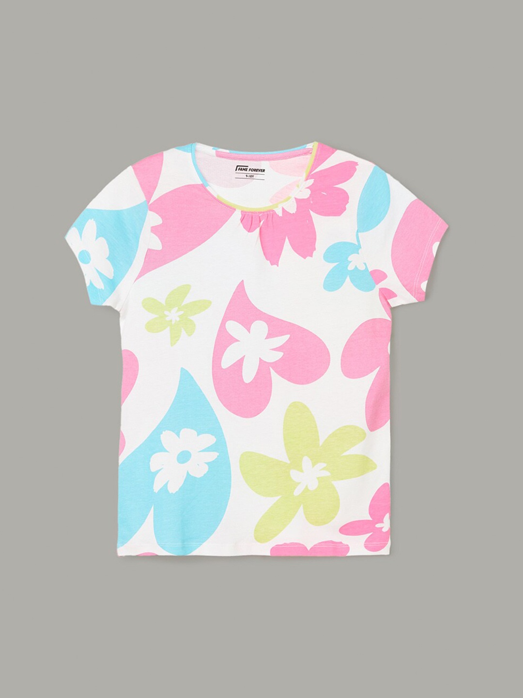 

Fame Forever by Lifestyle Girls Floral Printed Pure Cotton T-shirt, White