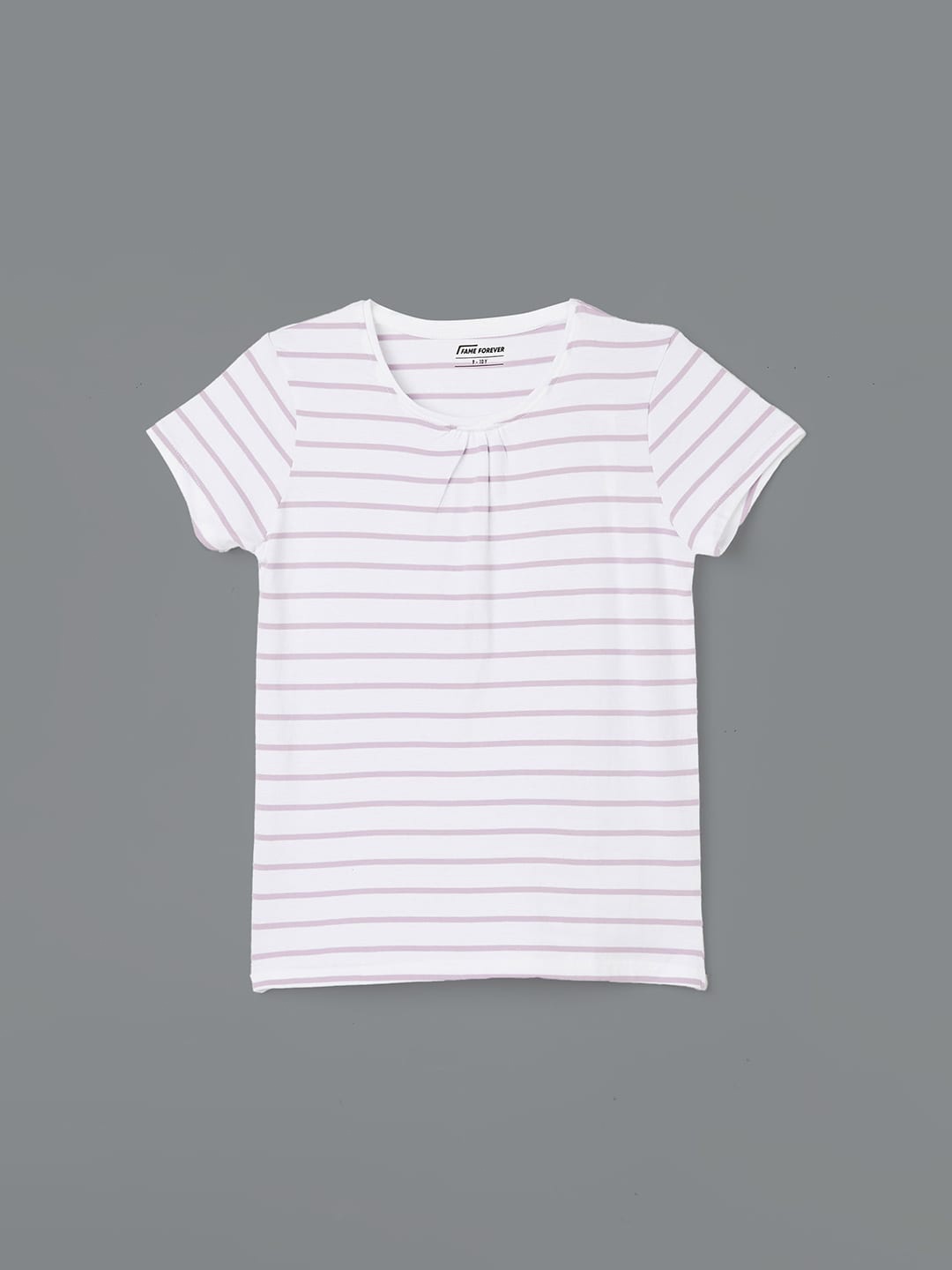 

Fame Forever by Lifestyle Striped Pure Cotton T-shirt, White