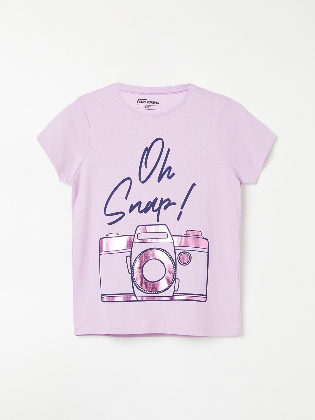 

Fame Forever by Lifestyle Girls Graphic Printed Pure Cotton T-shirt, Purple