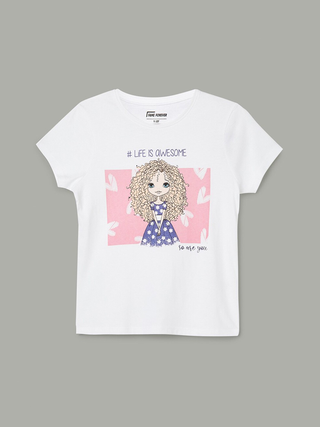 

Fame Forever by Lifestyle Girls Graphic Printed Pure Cotton T-shirt, White