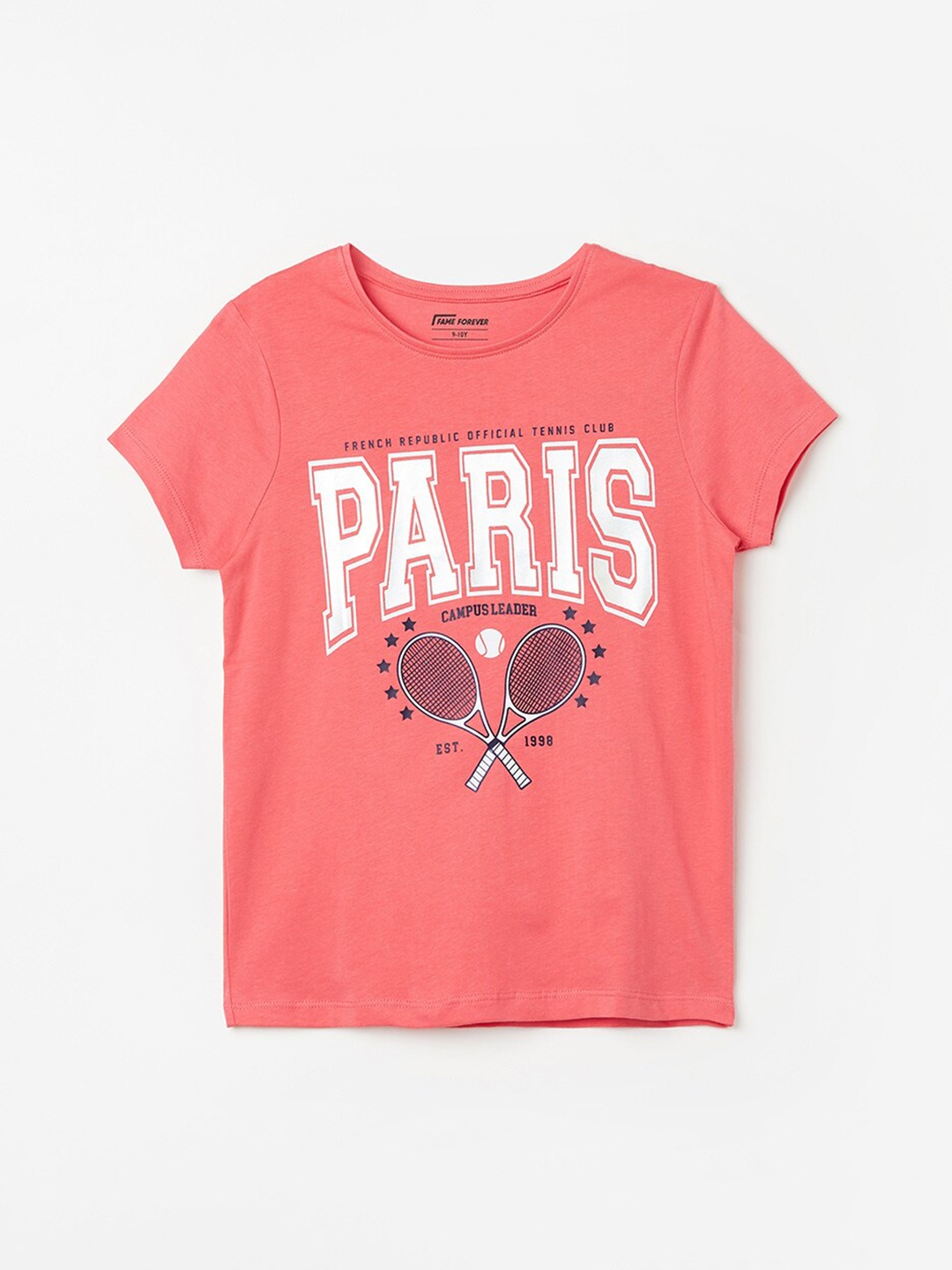 

Fame Forever by Lifestyle Girls Typography Printed Pure Cotton T-shirt, Coral