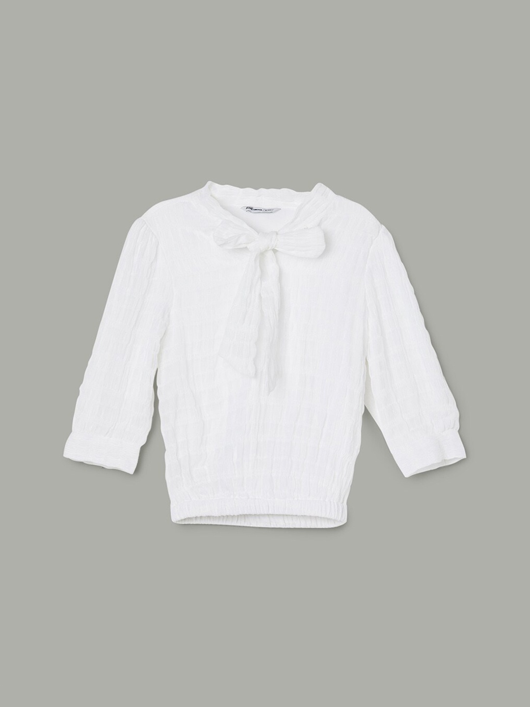 

Fame Forever by Lifestyle Girls Tie-Up Neck Long Sleeves Regular Top, White