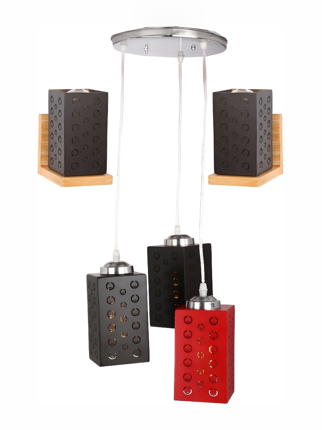 

Afast Black & Red Wooden Texture Glass Wall Lamp