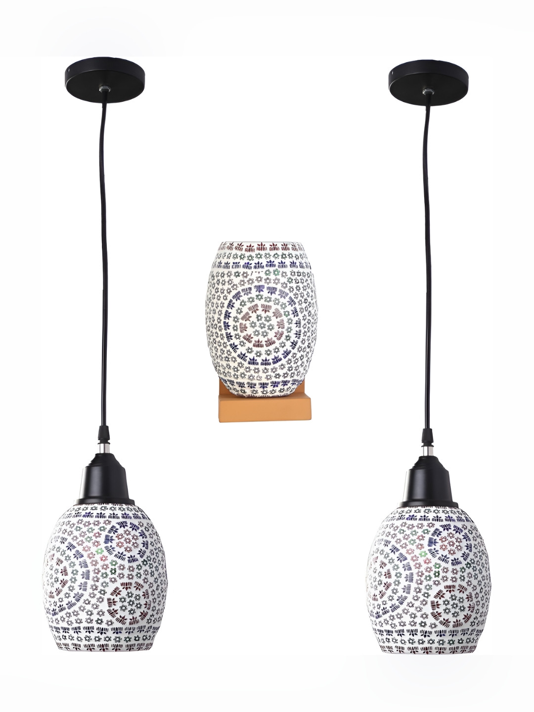 

Afast White & Blue 3 Pieces Textured Abstract Shaped Glass Wall Lamps & Ceiling Lamps