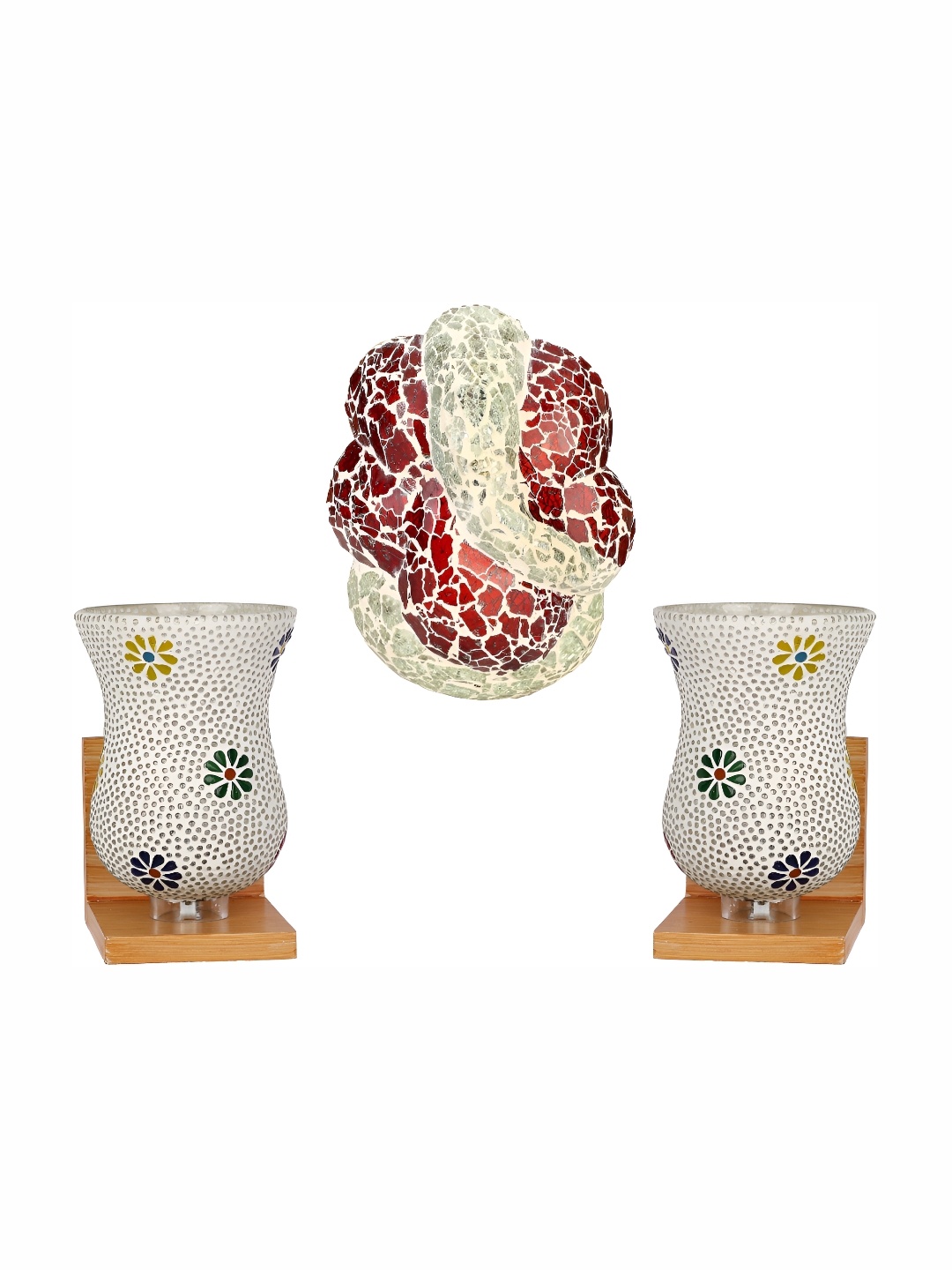 

Afast White & Red 3 Pieces Textured Contemporary Glass Wall Lamps