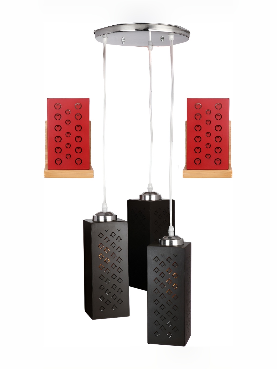 

Afast Red & Black 4 Pcs Textured Abstract Glass Wall Lamp Set