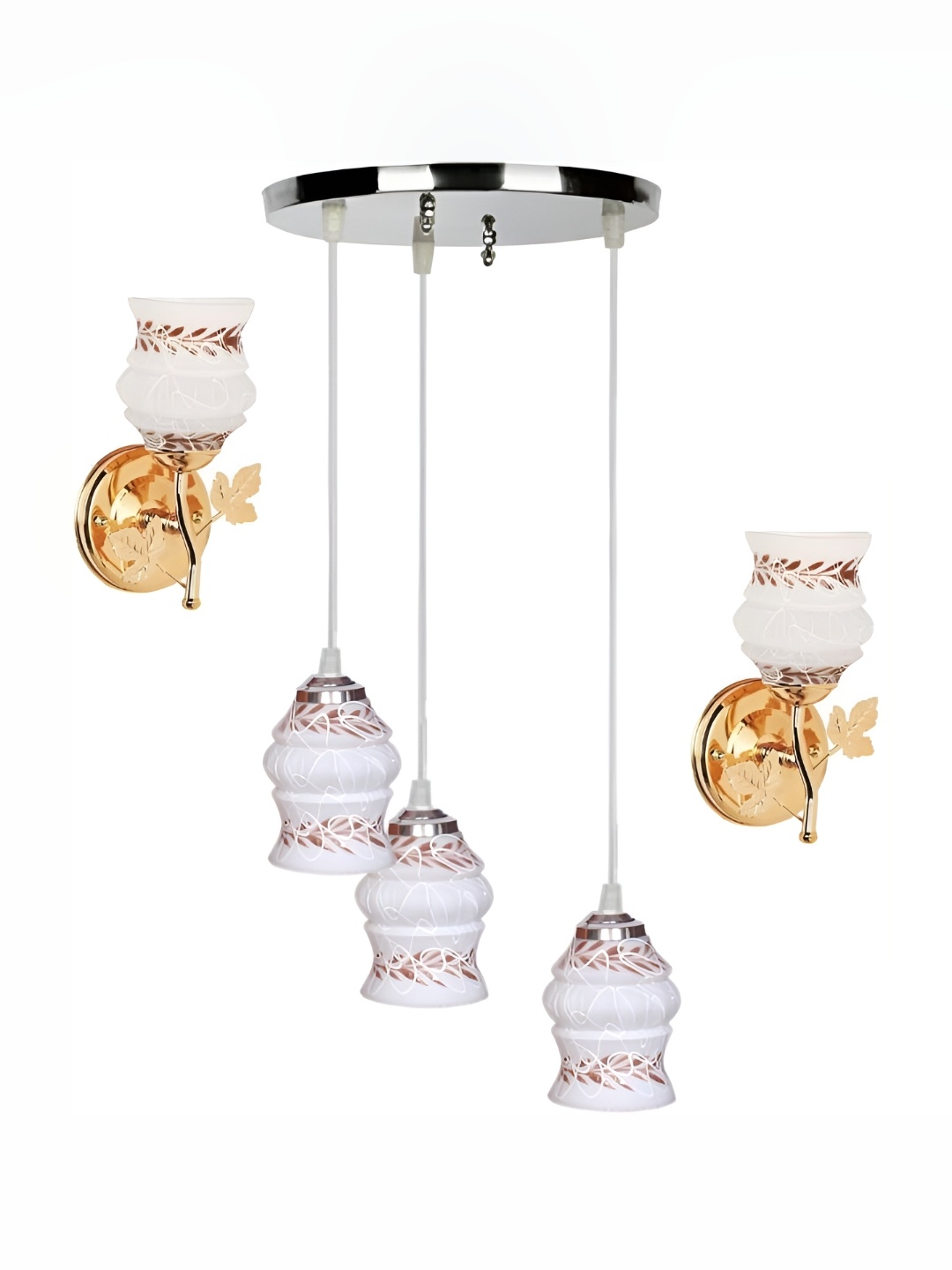 

Afast White & Gold Toned Contemporary Glass Celling Lamp & Wall Lamps