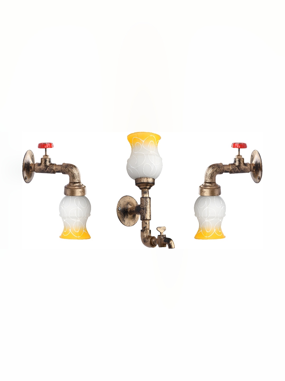 

Afast Yellow & White 3Pcs Textured Glass Wall Lamp