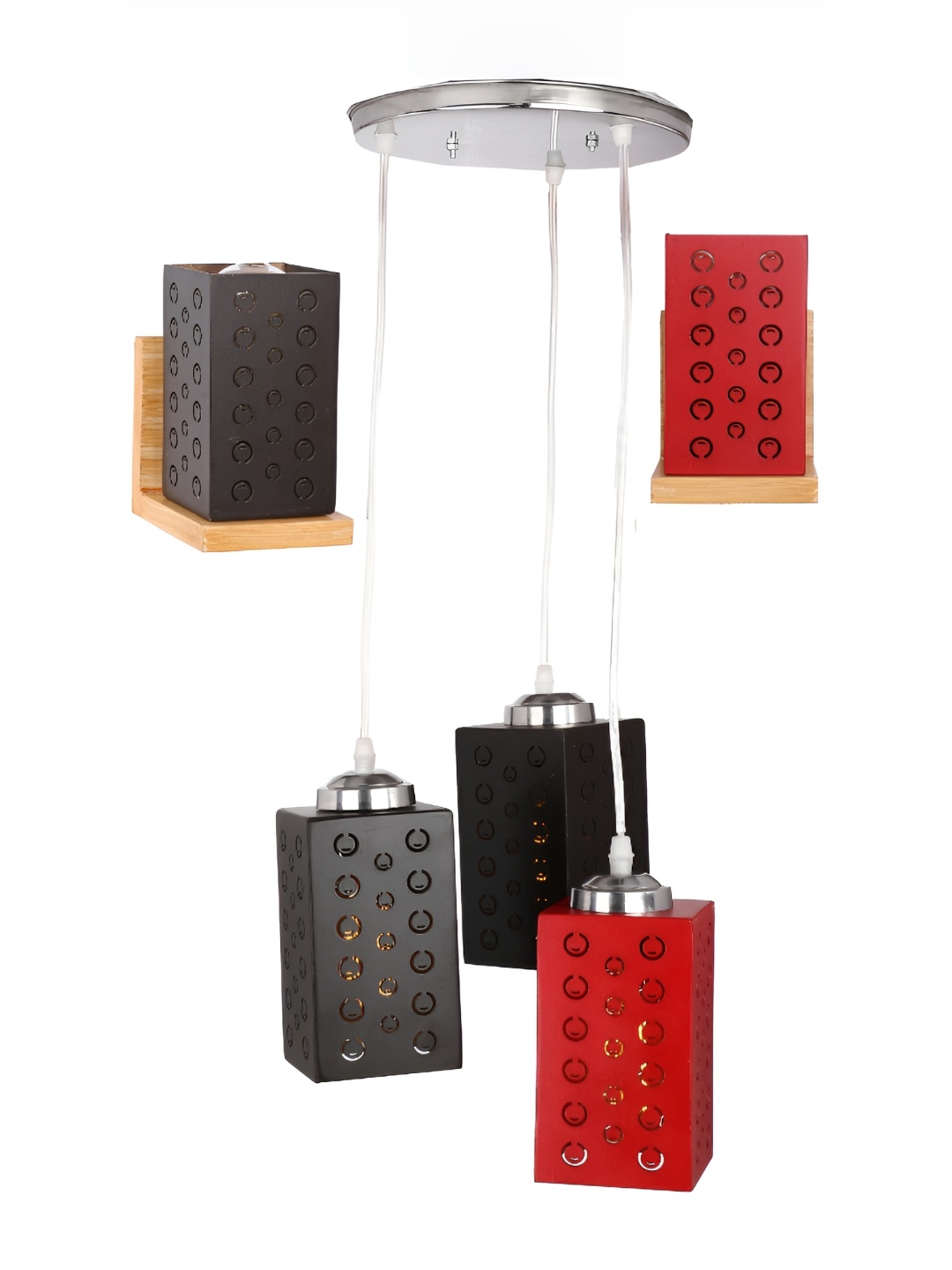 

Afast Black & Red 3 Pieces Textured Rectangle Shaped Glass Wall Lamp