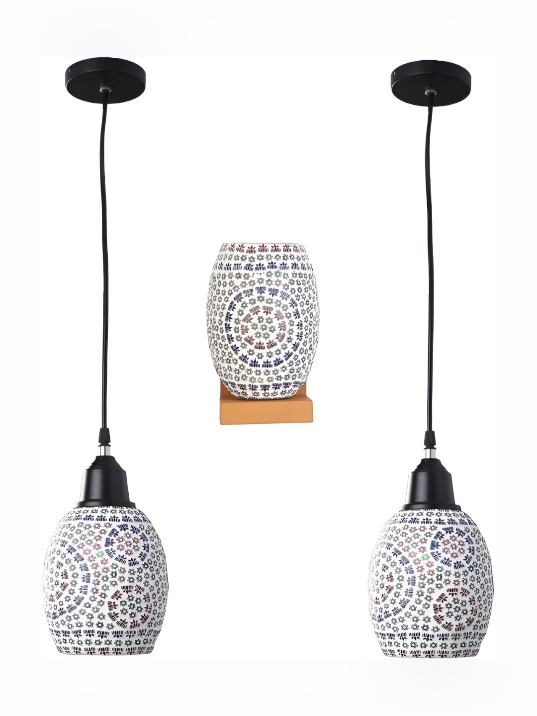 

Afast White & Black Textured Abstract Glass Wall Lamp Set