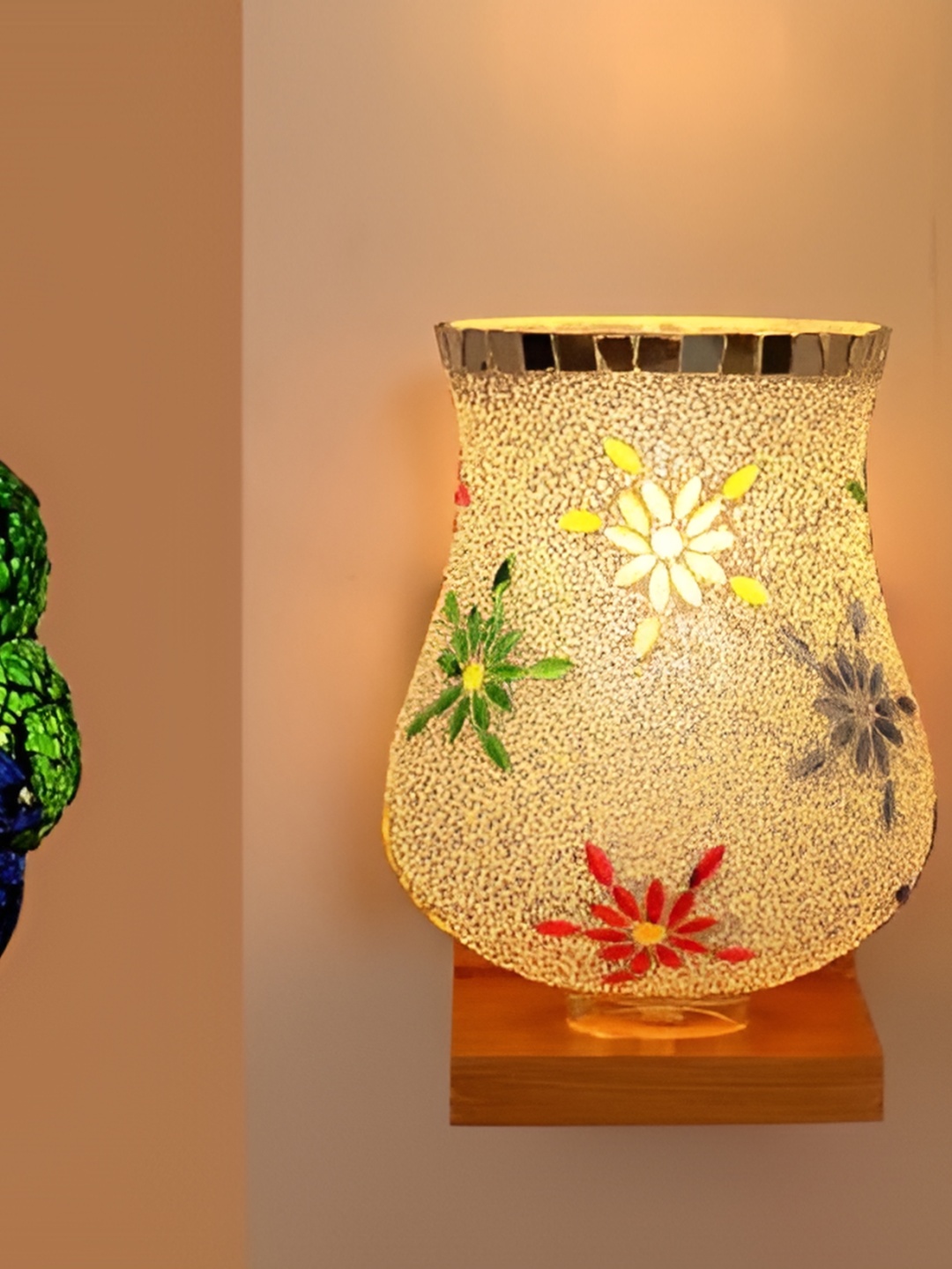 

Afast Green & Red 3 Pieces Printed Glass Wall Lamps
