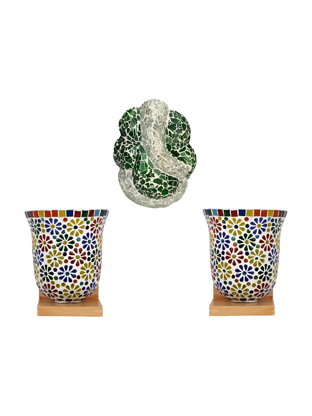 

Afast White and Green 3 Pieces Glass Wall Lamps