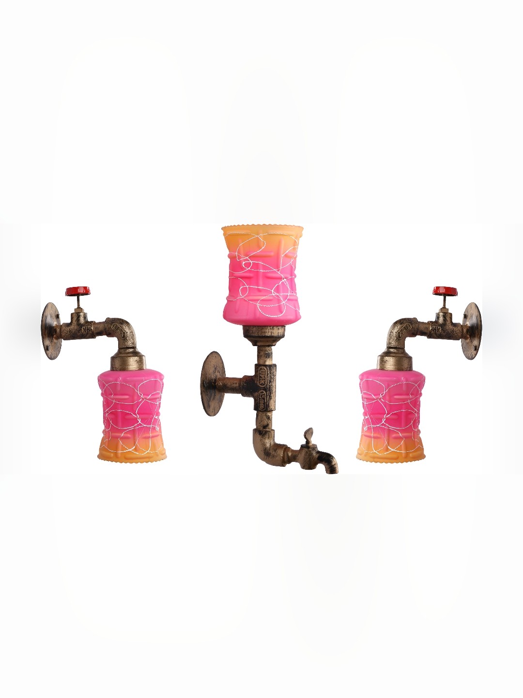 

Afast Pink Orange 3 Pieces Colourblocked Tap Frustum Glass Wall Lamp