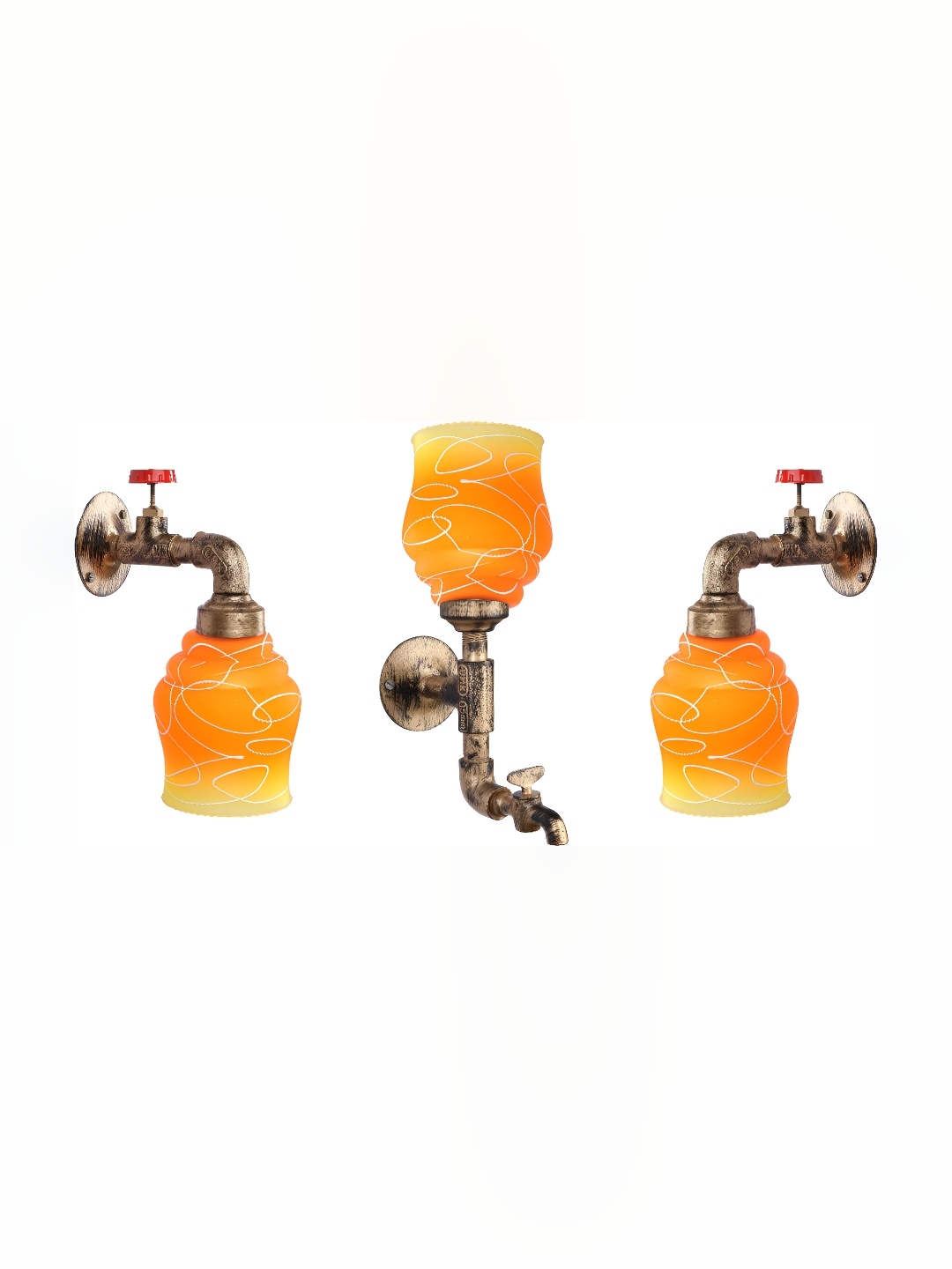 

Afast Orange 3 Pieces Bell Shaped Glass Wall Lamps