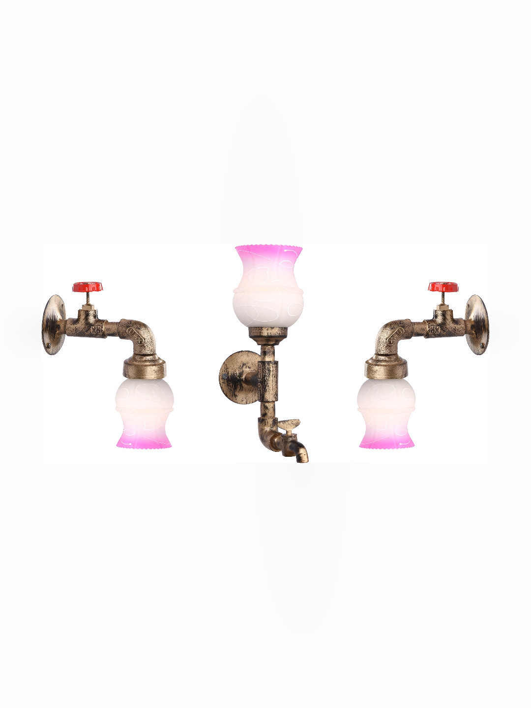 

Afast Pink & White 3 Pieces Printed Contemporary Glass Wall Lamps