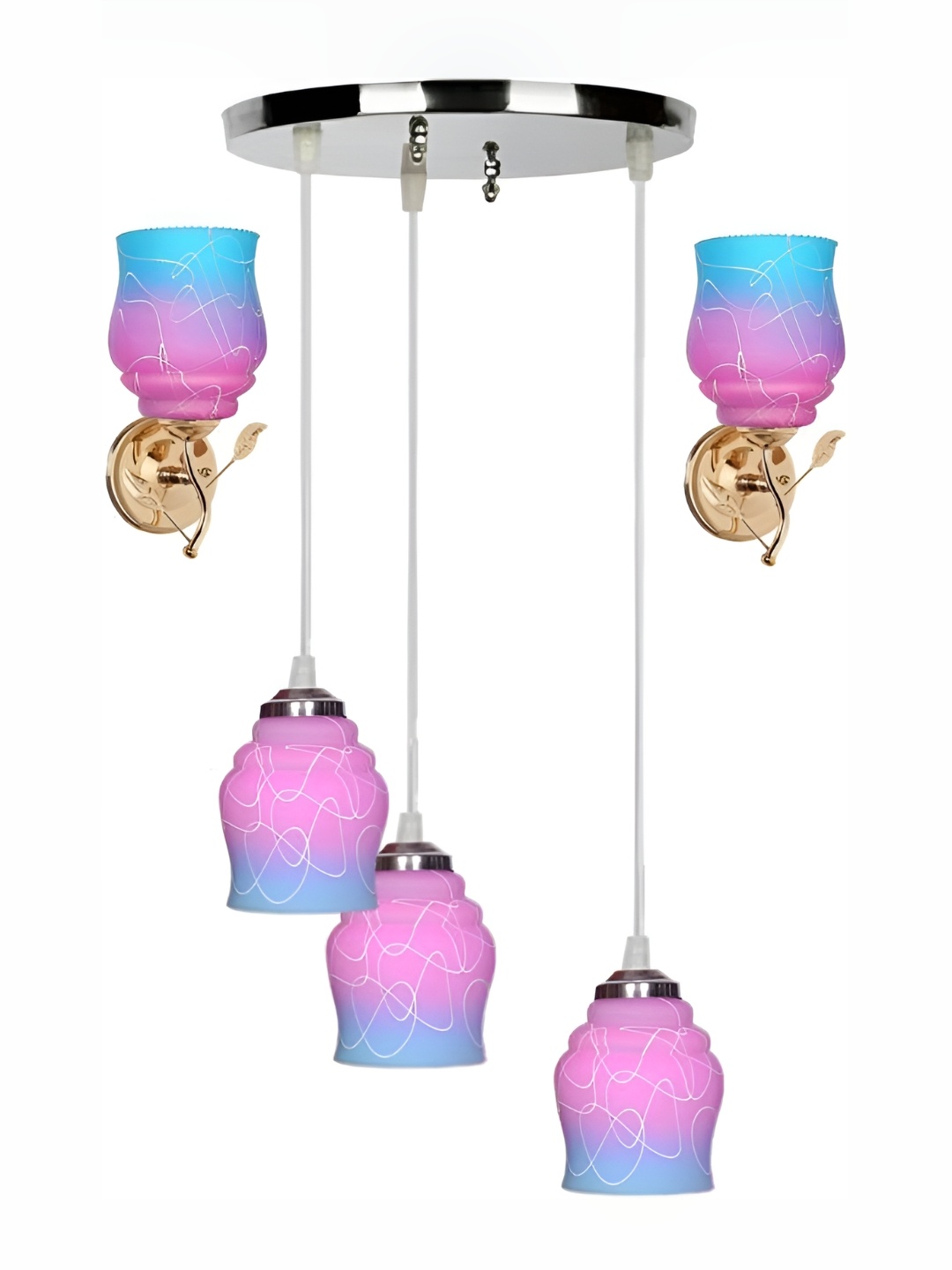 

Afast Pink & Blue Textured Abstract Glass Wall Lamp Set