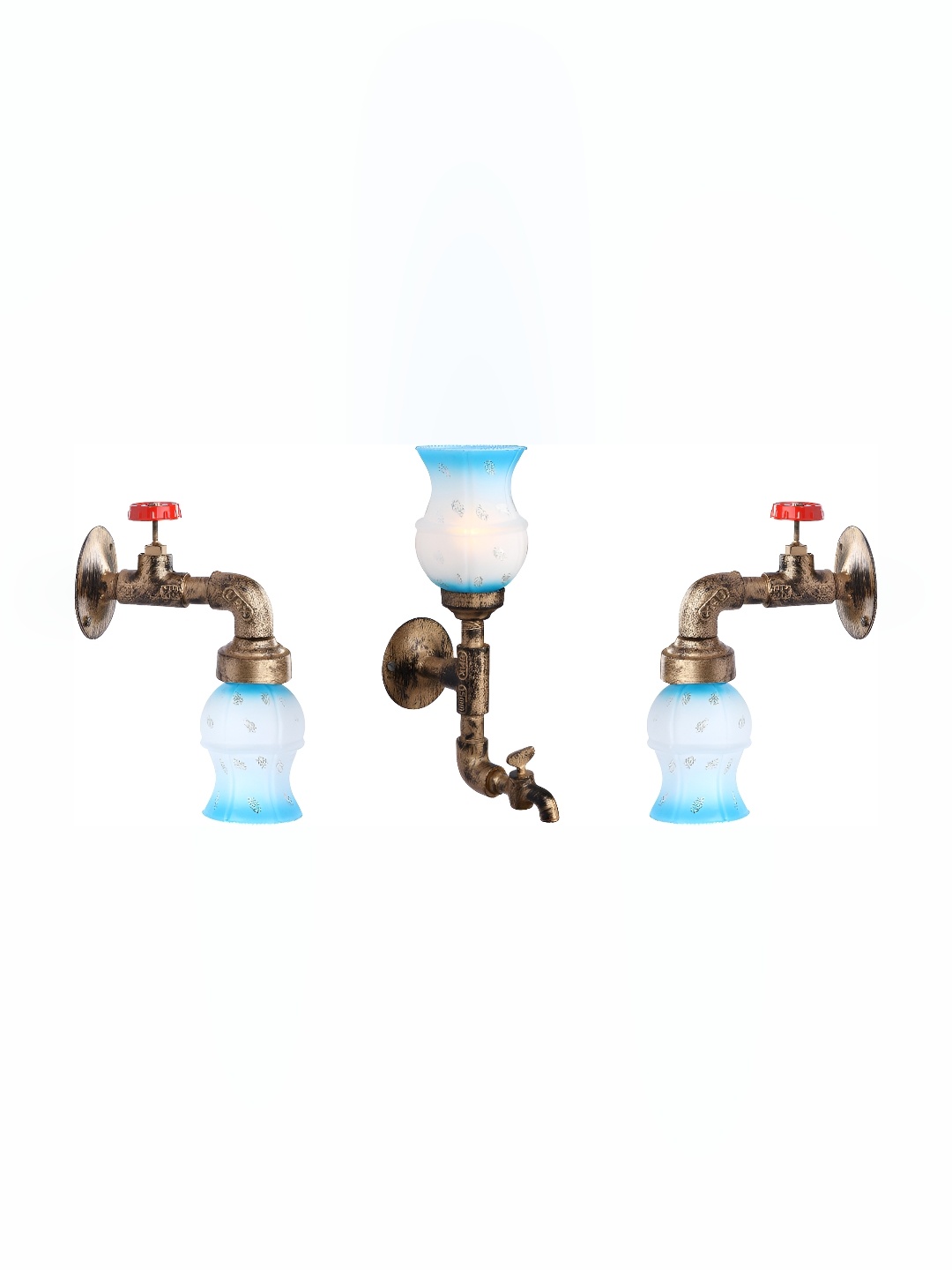 

Afast White & Blue 3 Pieces Textured Contemporary Glass Wall Lamps
