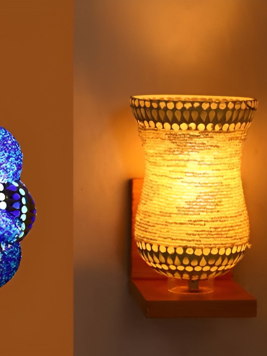 

Afast White & Blue 3 Pieces Textured Abstract Shaped Glass Wall Lamps
