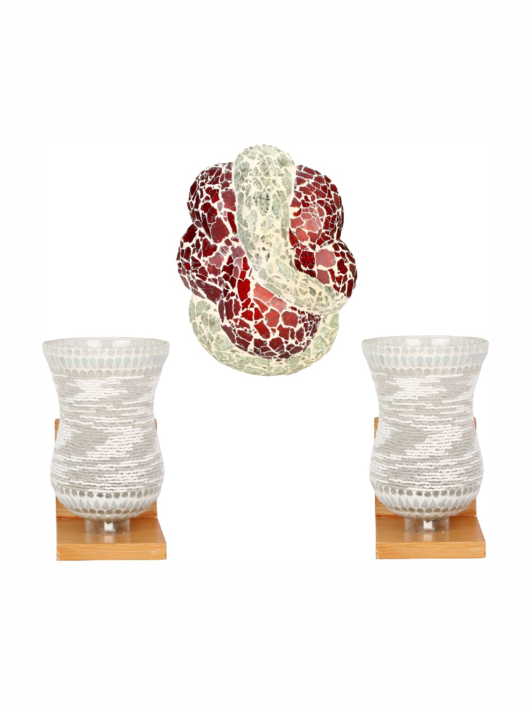 

Afast Beige & Red 3 Pcs Glass Wall Lamps