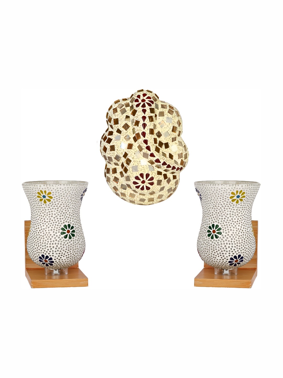

Afast White & Beige 3 Pieces Glass Wall Lamp
