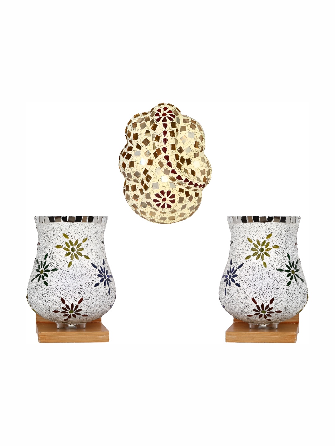 

Afast White and Blue 3 Pieces Glass Wall Lamps