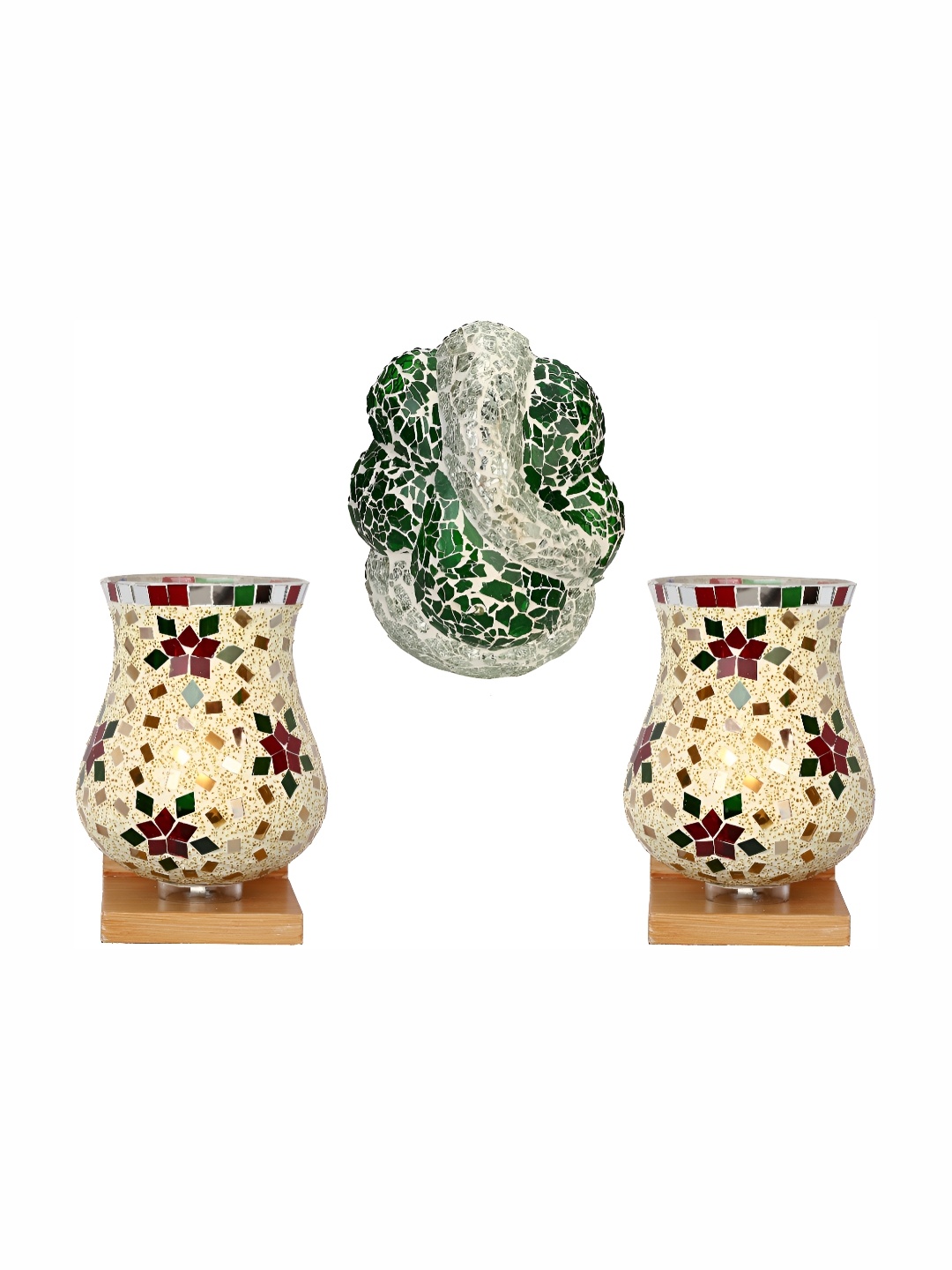 

Afast White & Green 3 Pieces Bell Shaped Glass Wall Lamps