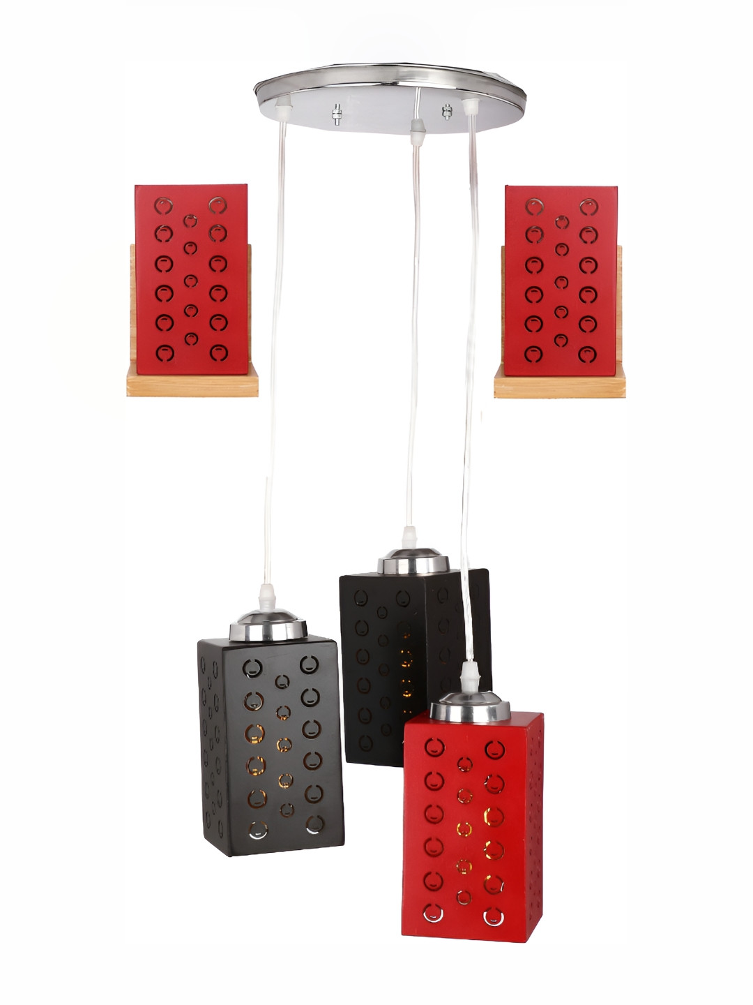 

Afast Red & Black Textured Abstract Glass Wall Lamp Set