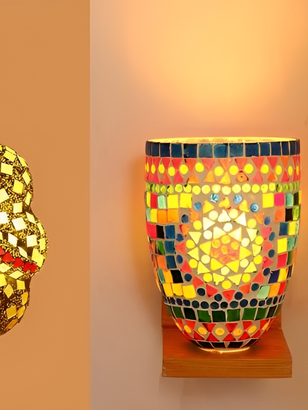 

Afast White & Beige Textured Abstract Glass Wall Lamp Set