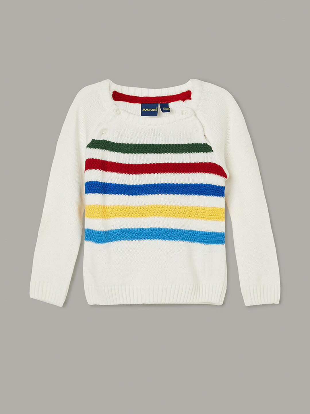 

Juniors by Lifestyle Boys Striped Pure Cotton Pullover, White