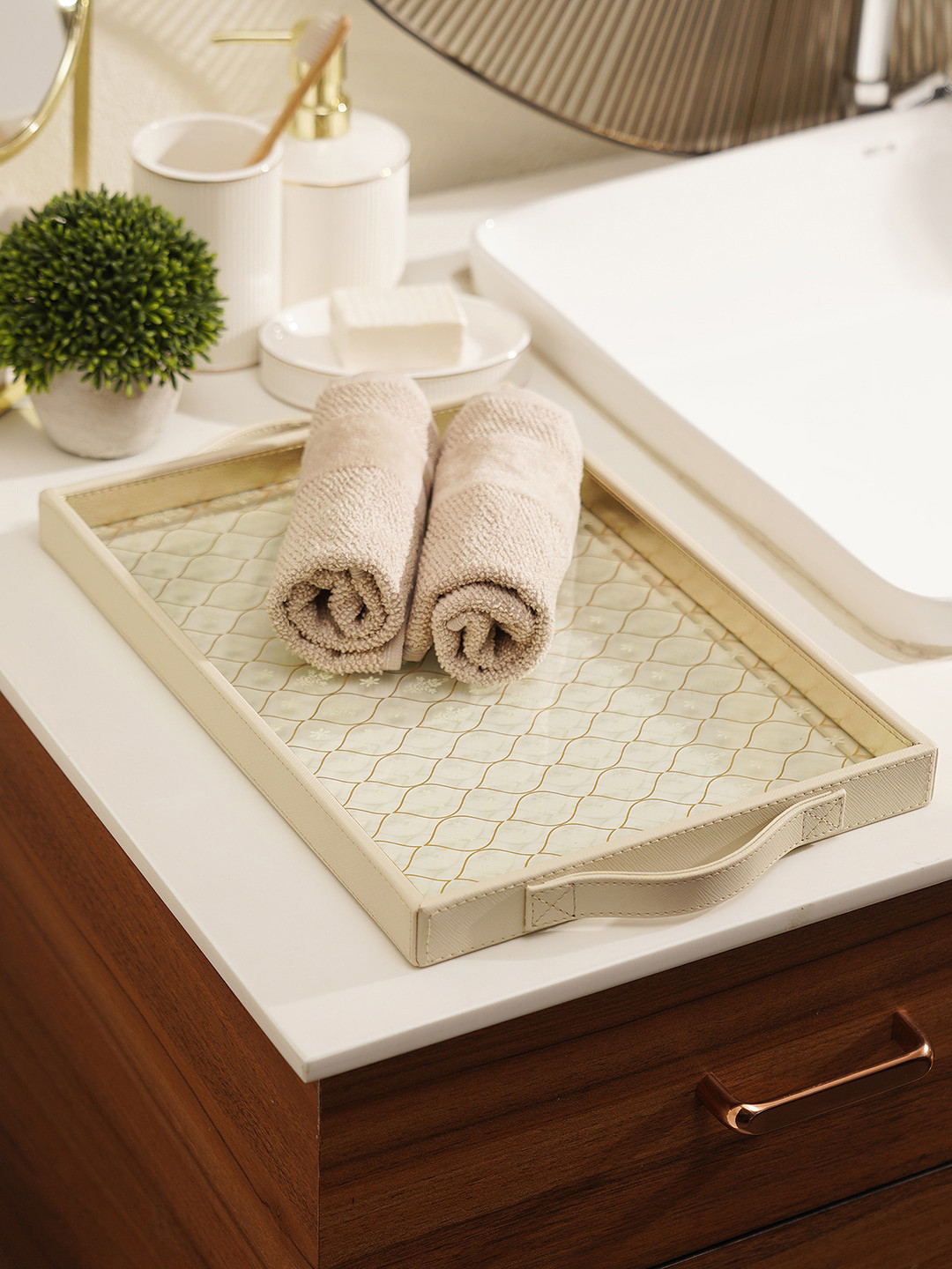 

Pure Home and Living Cream Coloured Printed Serving Tray