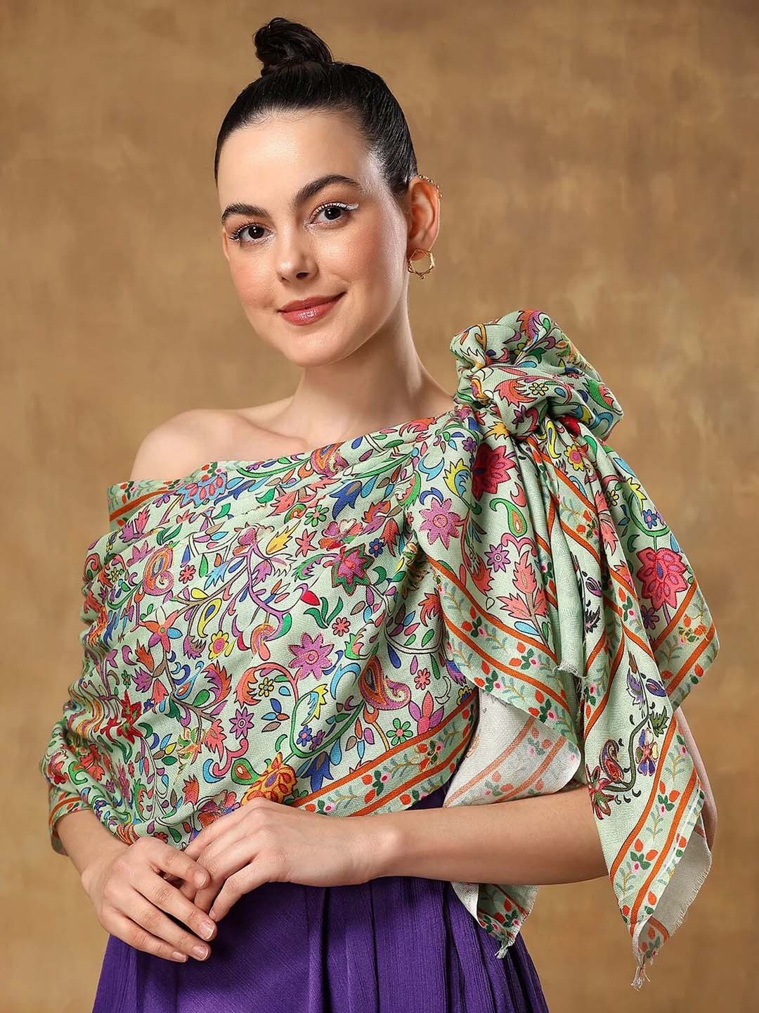 

MODARTA Kalamkari Printed Shawl, Green