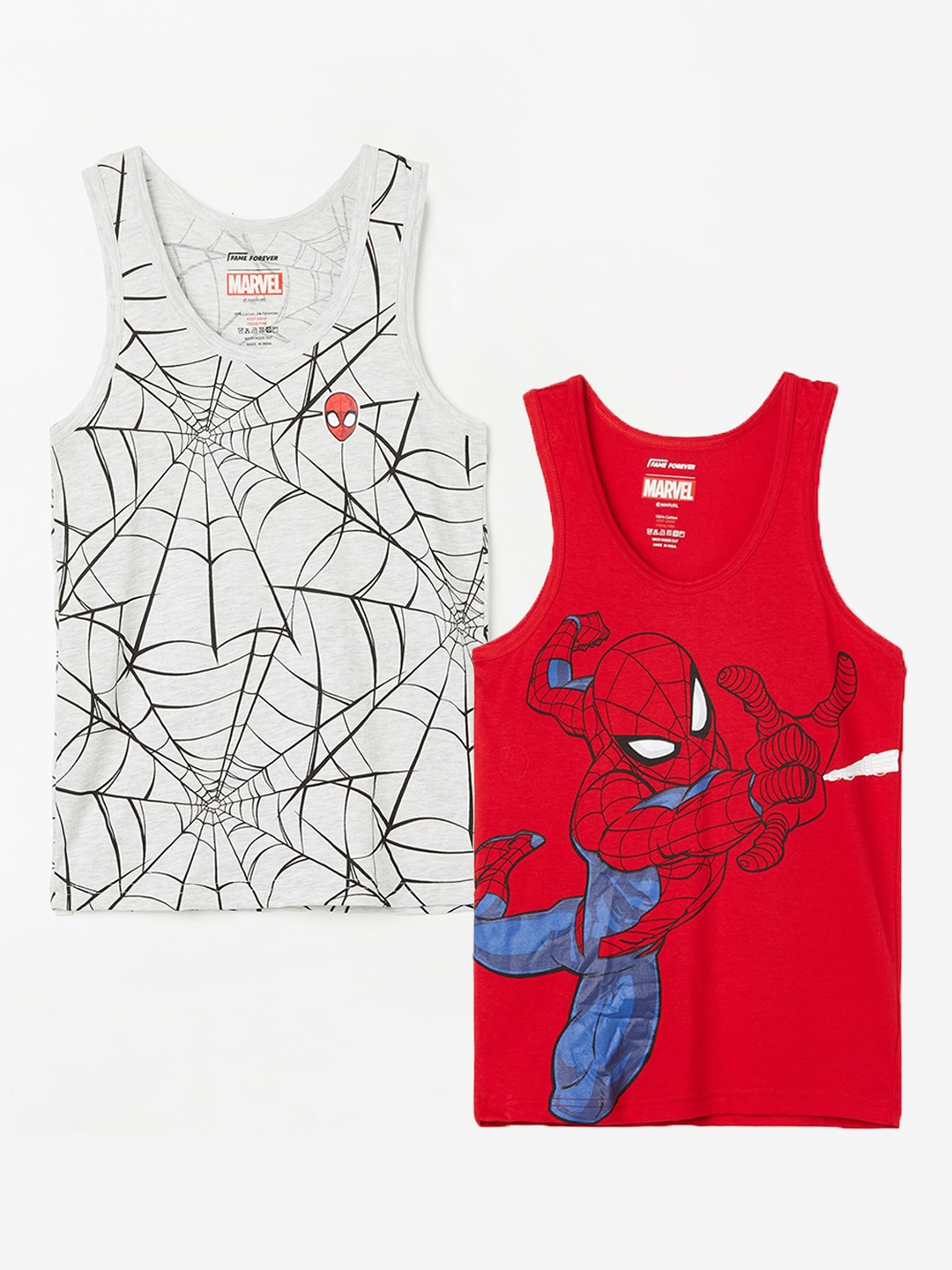 

Fame Forever by Lifestyle Boys Pack Of 2 Sleeveless Pure Cotton Innerwear Vests 1000, Red