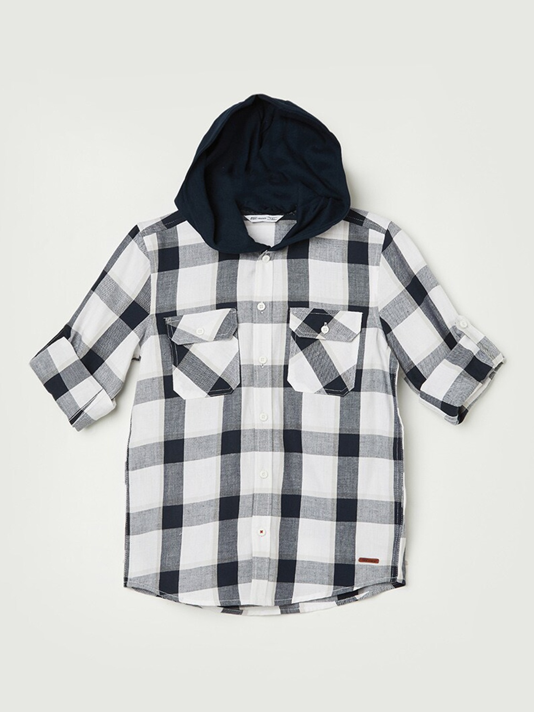 

Fame Forever by Lifestyle Boys Checked Hooded Casual Shirt, White
