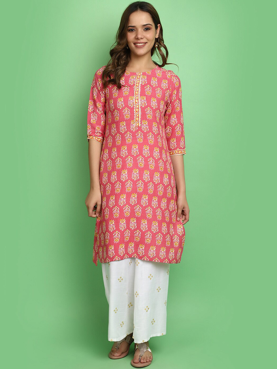 

V-Mart Ethnic Motif Printed Kurta, Pink