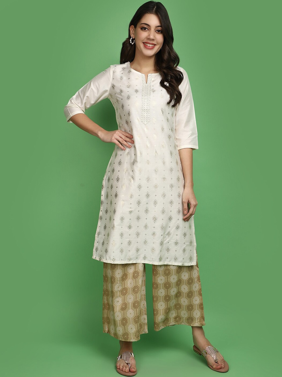 

V-Mart Ethnic Motif Printed Kurta, Off white